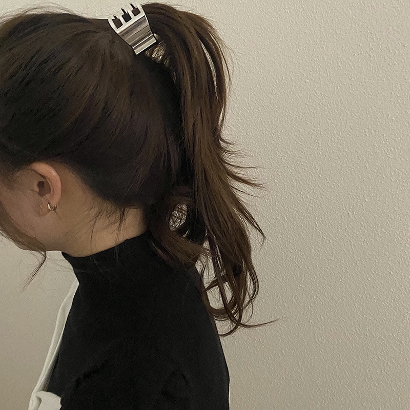 Kẹp Tóc Đuôi Ngựa Nhỏ Bằng Kim Loại Kết Cấu Đơn Giản Phong Cách hip hop