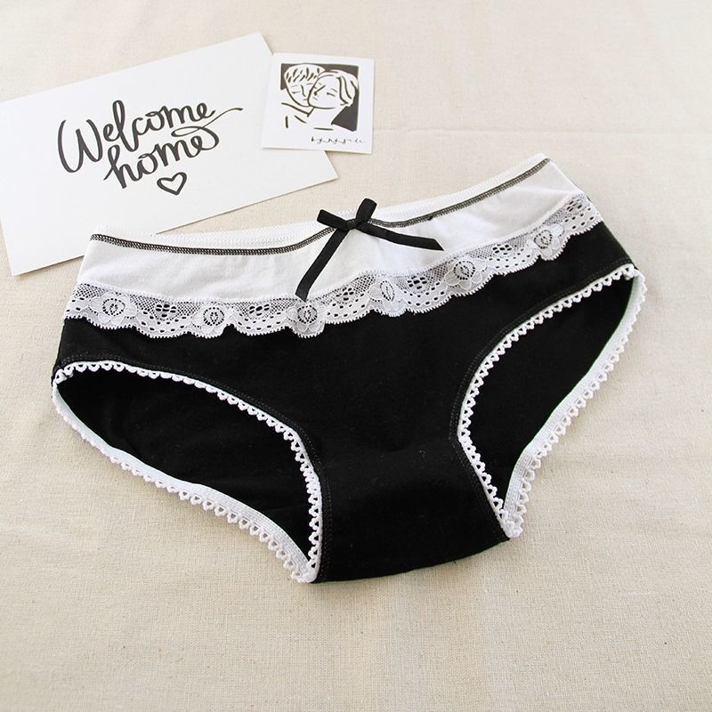 4 Quần Lót Cotton Lưng Thấp Phối Ren Quyến Rũ Thoải Mái Phong Cách Hàn Quốc Cho Nữ