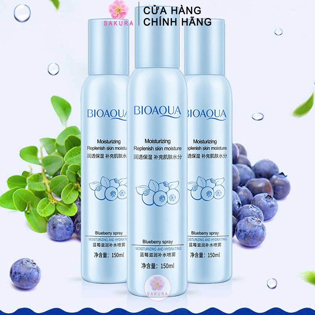 Xịt khoáng BIOAQUA dưỡng ẩm kiểm soát dầu cố định lớp trang điểm nội địa trung Sakura 150ml