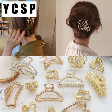 Kẹp tóc càng cua màu vàng kim thiết kế đơn giản