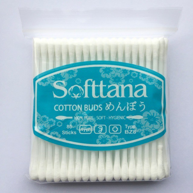 Bông vệ sinh tai mũi trẻ em Softtana - Bông ngoáy tai - Lọ 120 que