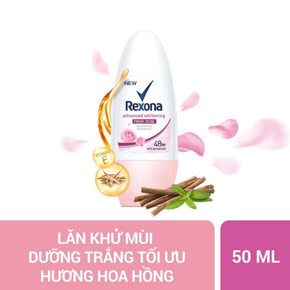 Lăn Khử Mùi Rexona Khô Thoáng Tối Ưu Dưỡng Sáng Tự Nhiên Mát Lạnh Sảng Khoái Dành Cho Nữ 50ml