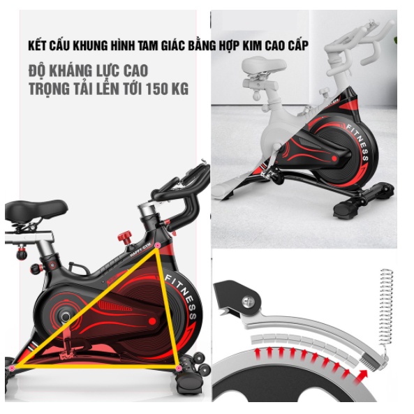 Xe đạp tập gym tại nhà cao cấp JOBUR JINESS S500 - Bánh đà kháng từ + Đo nhịp tim Tặng kèm Tai nghe và BGN