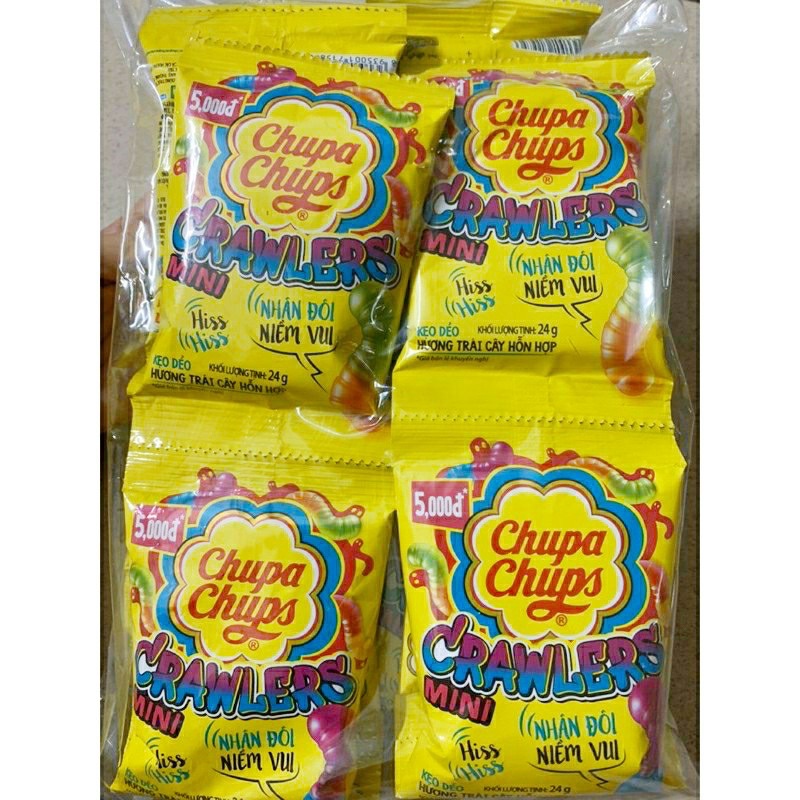 Kẹo Dẻo Chupa Chups   Kẹo Chip Chip Trái Cây Hỗn Hợp Gấu Panda, Cola, Dâu, Con Sâu Gói 24g