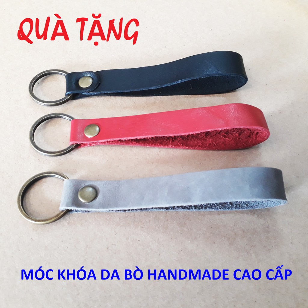 [TpHCM]- Ví kẹp da bò mềm Nubuck SaoMai - màu xanh rêu - TẶNG 1 MÓC KHÓA DA BÒ