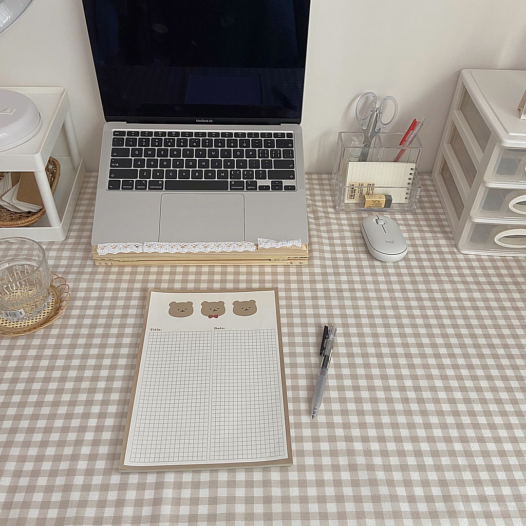 Khăn trải bàn họa tiết sọc ca rô Caro  màu xanh dương