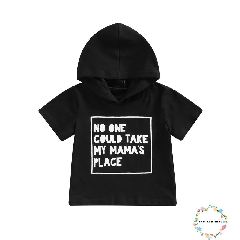 Áo Hoodie Tay Ngắn In Chữ Thời Trang Cho Bé Trai