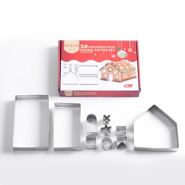 Bộ cutter 3D nhà gừng noel