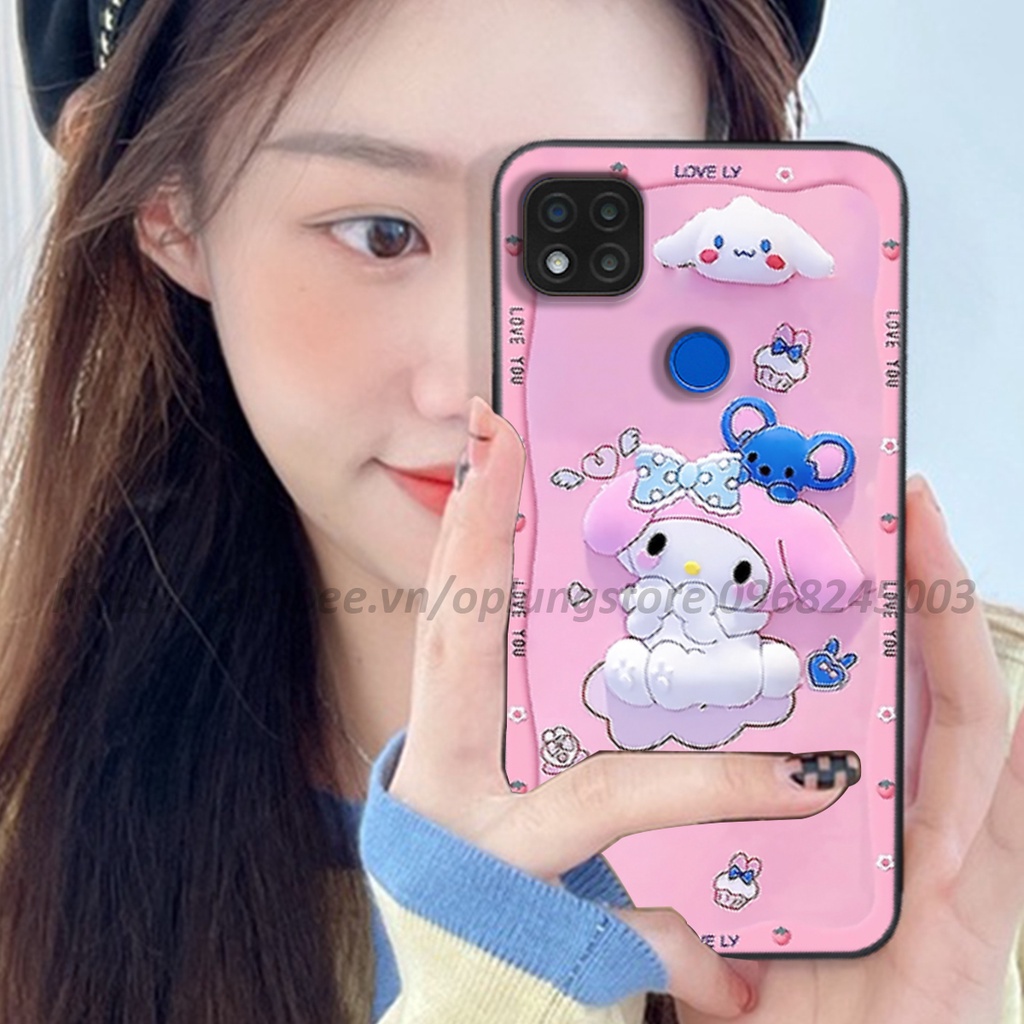 Ốp lưng Xiaomi Redmi 9C in hình 3D gấu cute cool ngầu giả nổi.