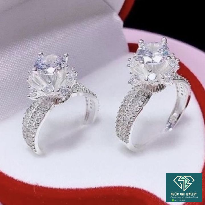 Nhẫn nữ Bạc ta đá cao sáng bóng , dày dặn , tặng kèm hộp đựng-120