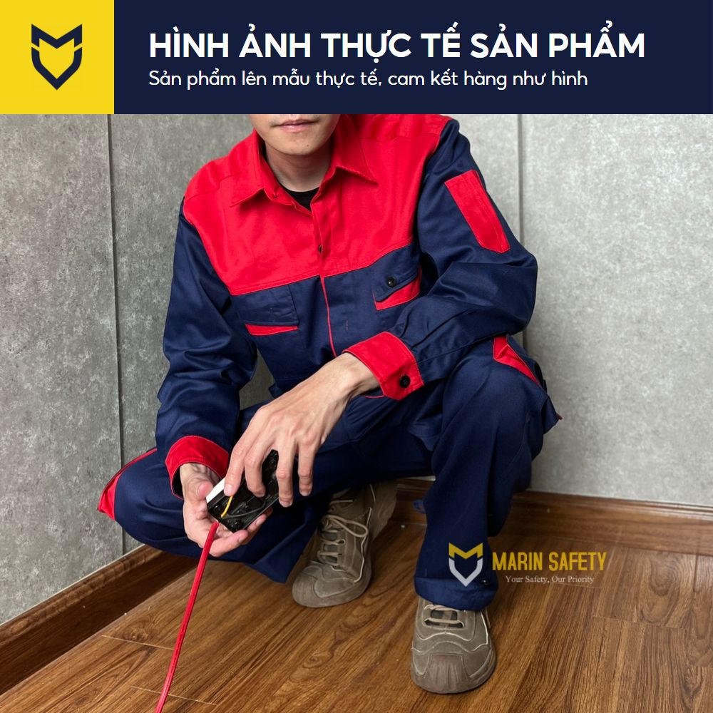 Quần áo bảo hộ lao động thương hiệu AGOTA QA03 vải kaki 3/1 phối màu dày dặn, bền bỉ, thoáng mát khi sử dụng