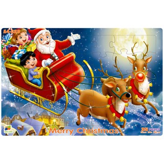Bộ tranh xếp hình 35 mảnh - MERRY CHRISTMAS ( Mảnh ghép to cho bé từ 2 - 6 tuổi xếp dễ dàng hơn)