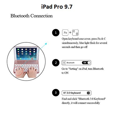Bao da kiêm bàn phím bluetooth cho iPad Pro (9.7&quot;) (Rose Gold) tặng cáp sạc iPhone
