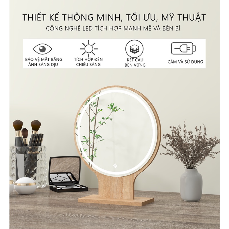 Gương soi có đèn led để bàn phù hợp cho các cô nàng thích makeup - gp214