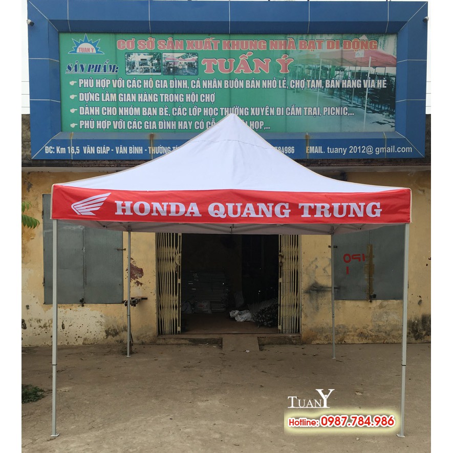 Nhà bạt di động 3mx3m hàng Việt Nam, lều bạt bán hàng ngoài trời đa năng (BẠT TRẮNG)