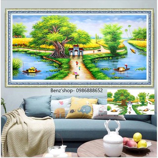 Tranh thêu chữ thập ( giá sỉ) Quê Hương Thanh Bình LV3041 (96*57cm); tranh đá LV061 (115*68cm), DF291 ( 120x 70cm)