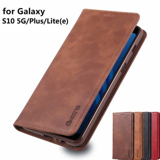 Bao da điện thoại kèm khe đựng thẻ phong cách retro dành cho Samsung S10 5G S10+ Plus S10e S10