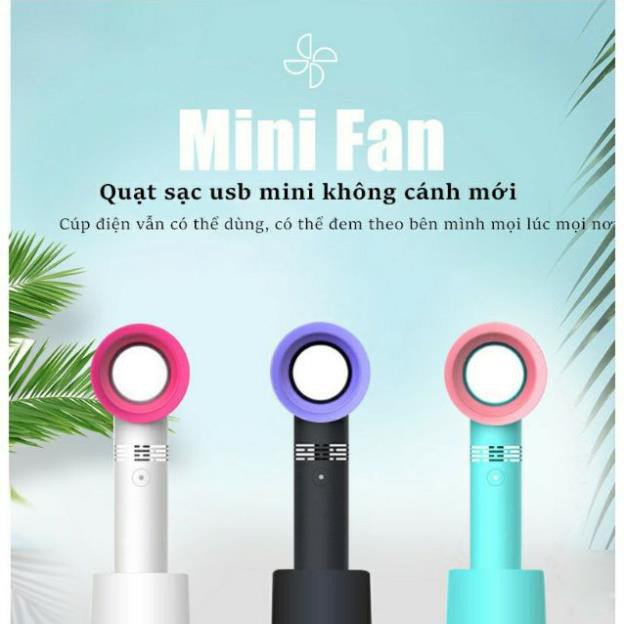 Quạt mini tích điện cầm tay có đế để bàn 3 tốc độ gió - Quạt thế hệ mới không cánh