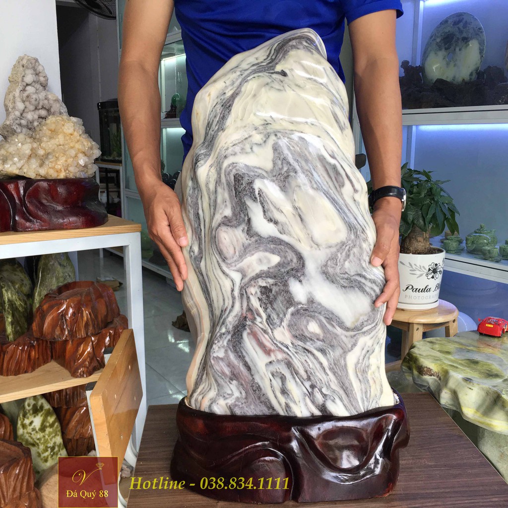 Cây Đá Phong Thủy Đá Mable Tự Nhiên Yên Bái Bóng Đẹp Size Lớn 50kg-78cm
