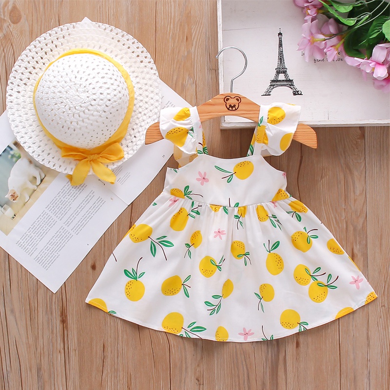 Đầm Cotton In Hình Trái Cây Thời Trang Mùa Hè Dành Cho Bé Gái 2022