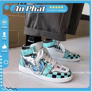 Giày Jordan cổ cao custom KIMETSU hàng trung cao cấp, Giày Jordan 1 high in hình anime cực đẹp nam nữ full box bill