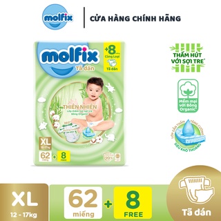 Bỉm dán molfix thiên nhiên ultra s56,m48,l42,xl38, xs72,s80,m76