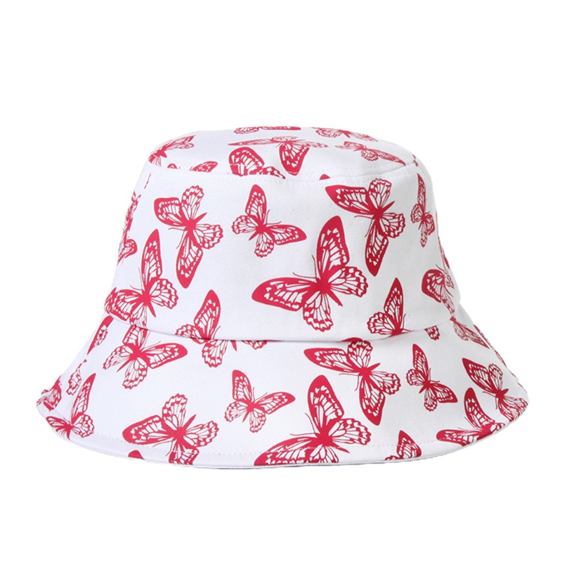 Nón Bucket Unisex In Họa Tiết Bươm Bướm Có Thể Gấp Gọn Dùng Khi Đi Câu Cá / Đi Biển