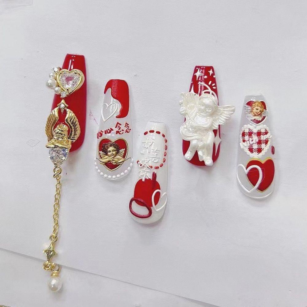 OCEANMAP Miếng Dán Trang Trí Móng Tay 5D Hình Trái Tim Xinh Xắn