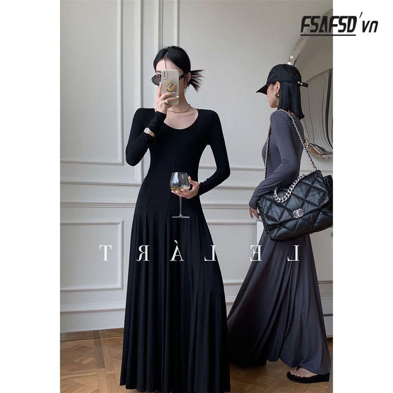 Đầm Nữ Tay Dài Nhấn Eo Phong Cách Thời Trang Pháp