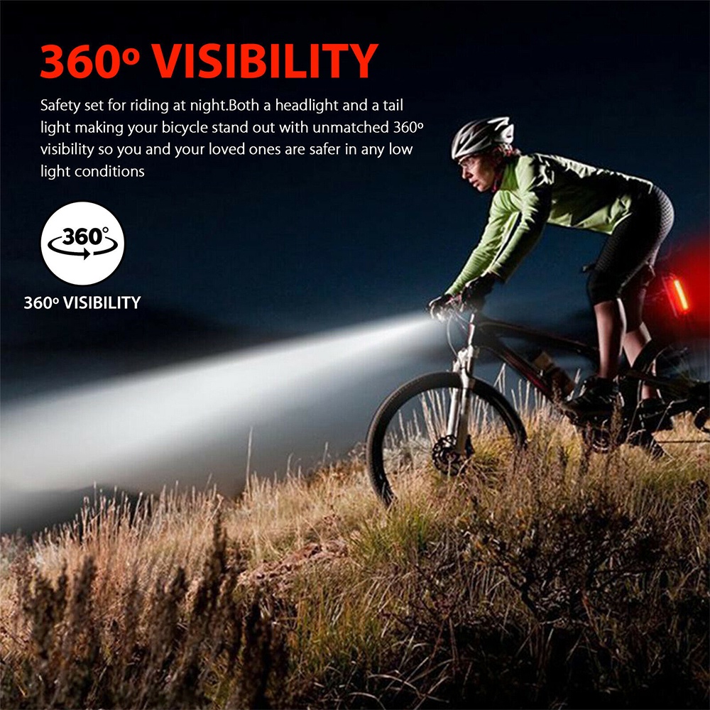 Bộ Đèn Pha LED Sạc USB Gắn Phía Trước Và Sau Lưng Dành Cho Xe Đạp MTB