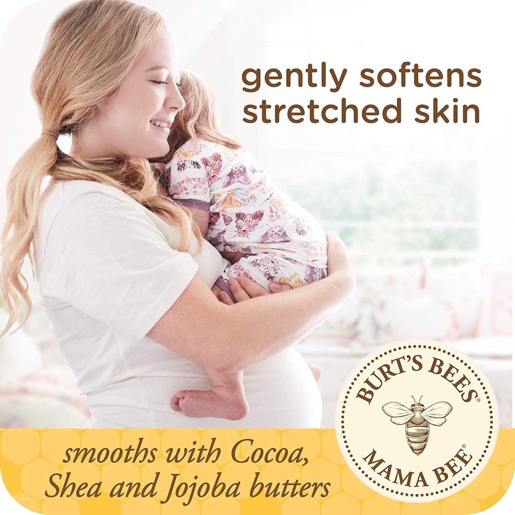 Kem Chống Rạn Da Cho Mẹ Bầu Burt's Bees Mama Bee Belly Butter with She Butter &amp; Vitamin E 99% Natural 185gr Burt Bee
