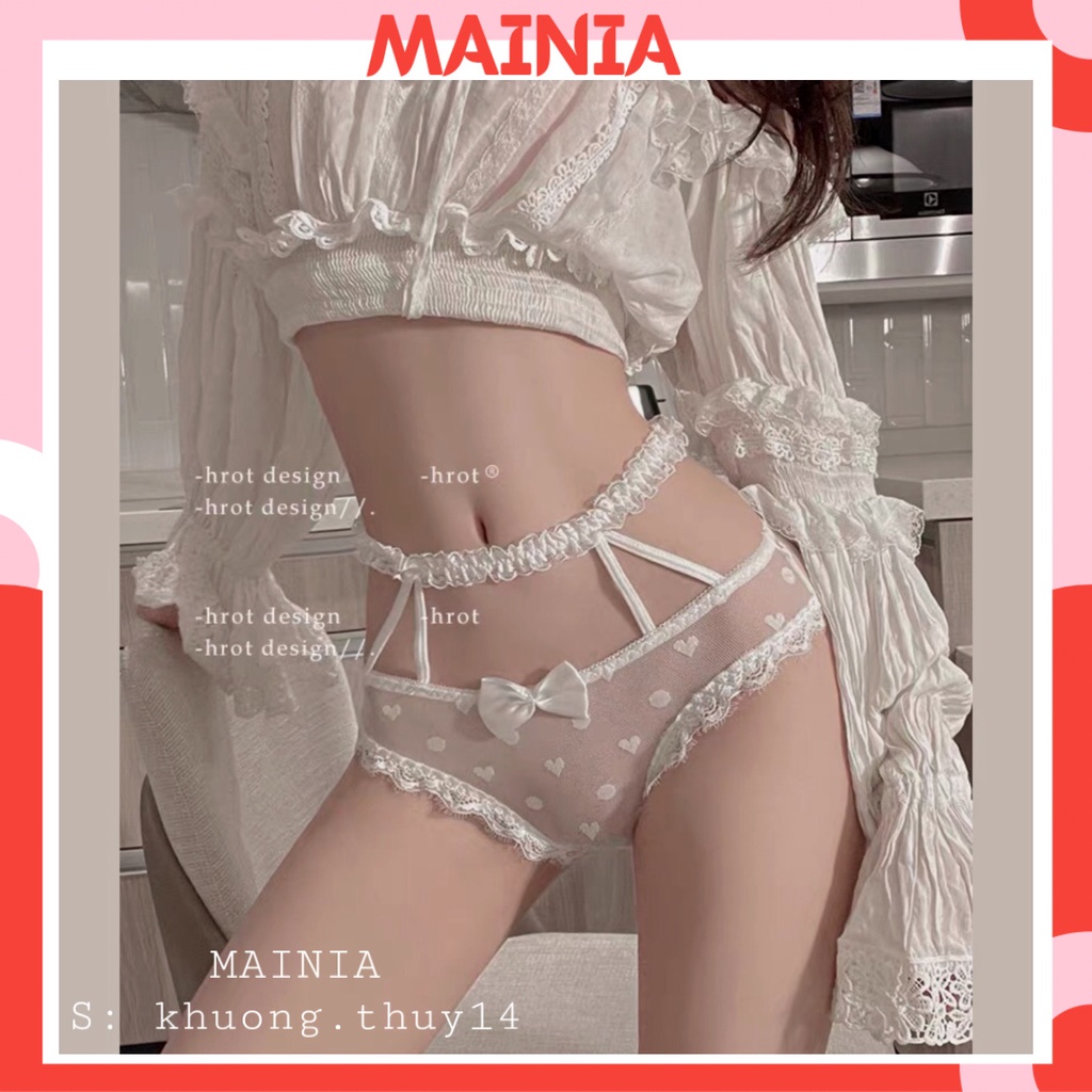 Quần Lót Ren Xuyên Thấu Hoạ Tiết Trái Tim Phối Dây Ngang Eo Siêu Sexy Gợi Cảm Mainia Shop