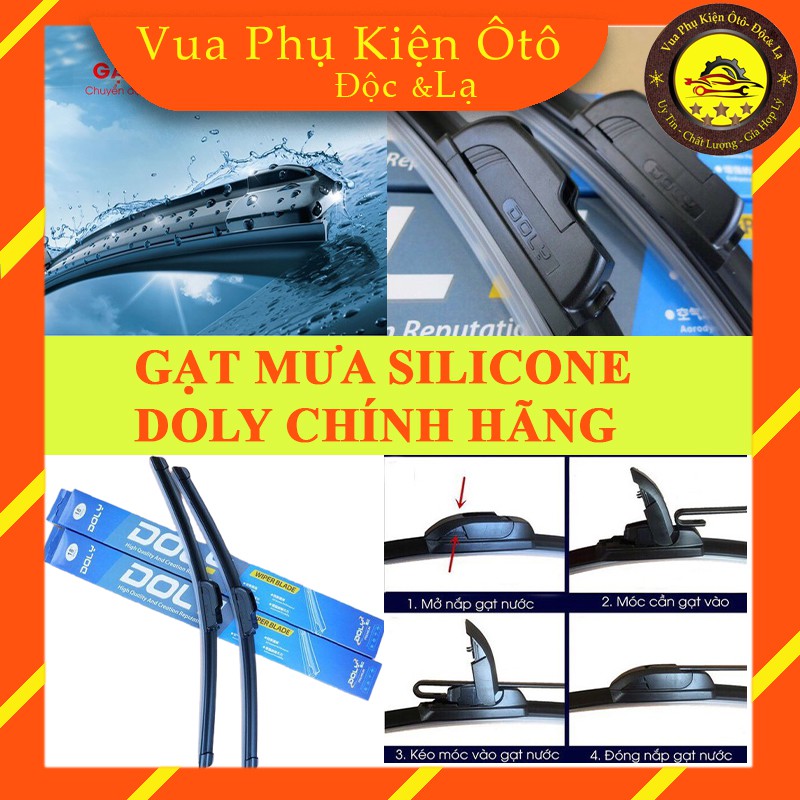 Gạt mưa Silicone DOLY chính hãng - cần gạt mưa ô tô gạt sạch, êm ái, hiệu quả