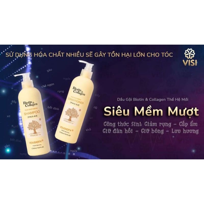 {CHÍNH HÃNG MẪU MỚI} DẦU GỘI XẢ BIOTIN COLLAGEN VOUDIOTY NEW SIÊU MỀM MƯỢT CHO TÓC KHÔ PHỤC HỒI TÓC- 500ml -1000ml