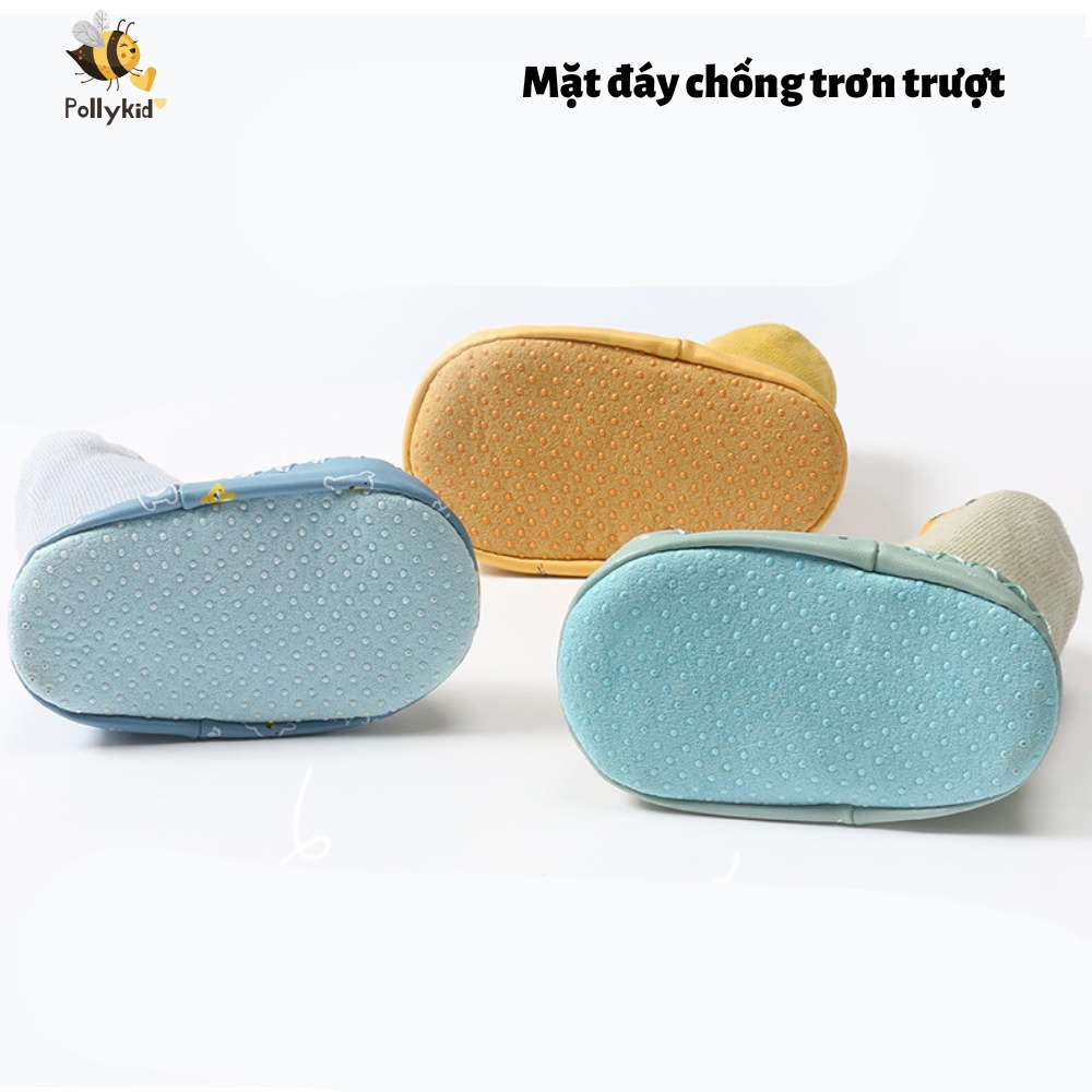 Giày tất tập đi chống trượt hoạ tiết đáng yêu cho trẻ sơ sinh từ 0 - 30 tháng Polly Kid - SP238