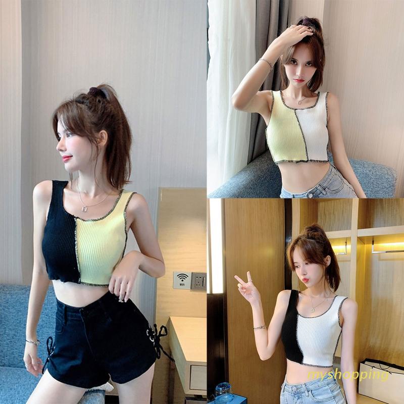 Áo Croptop Không Tay Màu Khối Đơn Giản Phong Cách Thể Thao Thời Trang Dành Cho Nữ