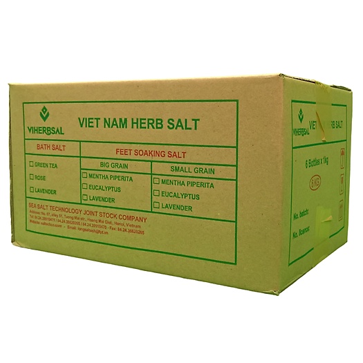 Lọ 1kg muối tắm, muối ngâm chân Viherbsal... giúp tinh thần sảng khoái, giảm căng thẳng mệt mỏi.