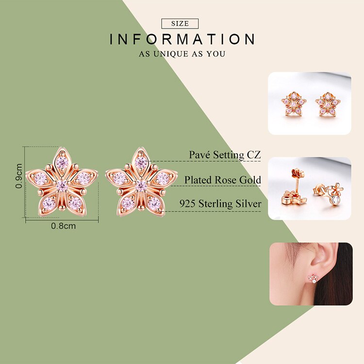 Bông Tai Bamoer BSE034 Bằng Bạc 925 Thật Hình Hoa Anh Đào Màu Hồng Dành Cho Nữ Dự Tiệc