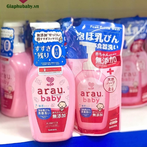 Nước rửa bình sữa Arau Nhật Bản mẫu mới date mới - chai/túi