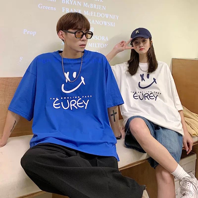 Áo thun tay lỡ unisex Mặt cười EUREY