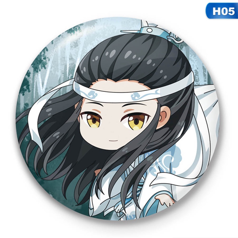 flowersqueen Anime Mo Dao Zu Shi Wei Wuxian Lan Wangji Figure Brooch Pins Round Tinplate Badges