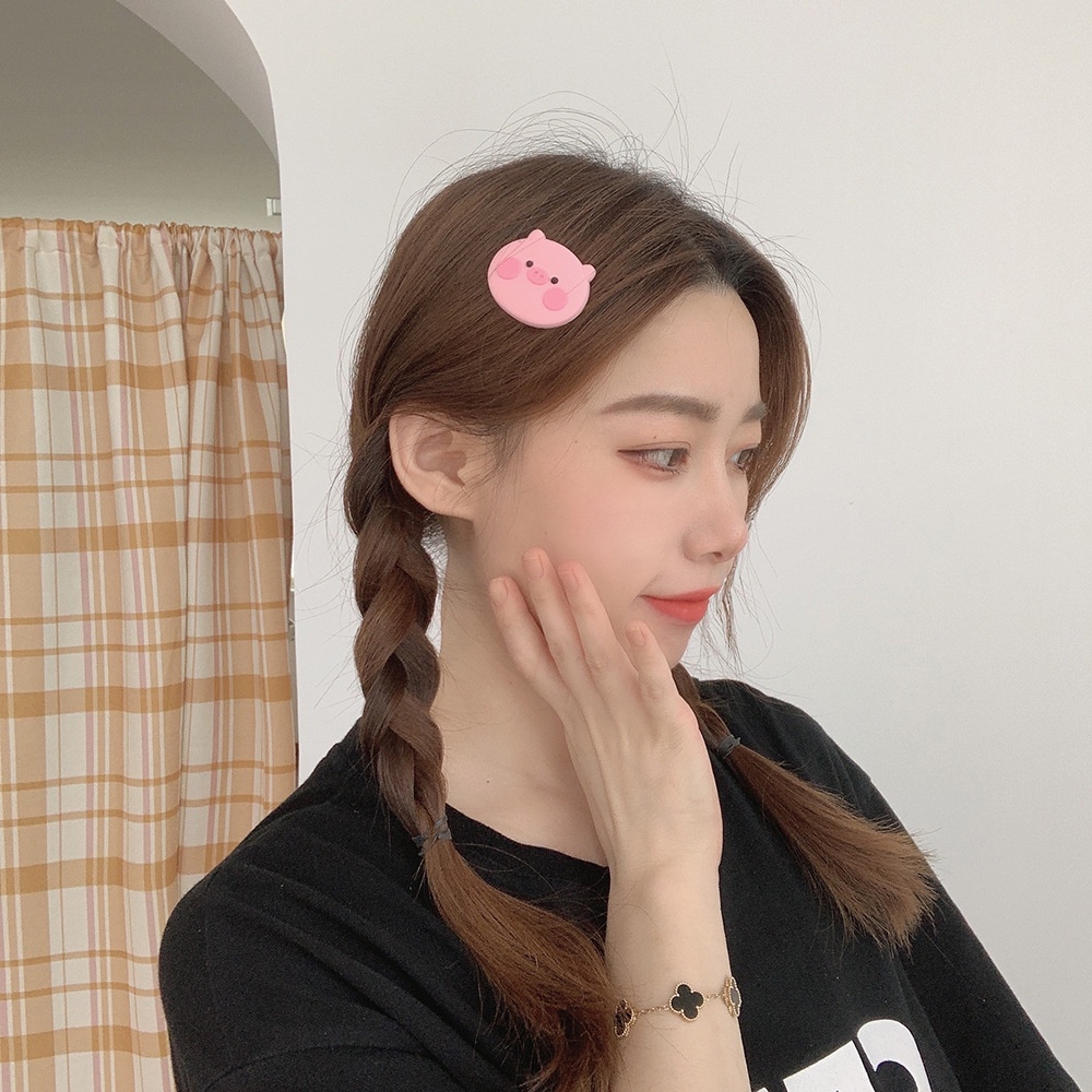 Kẹp Tóc Nhựa Hình Chú Heo Hoạt Hình Dễ Thương Cho Nữ