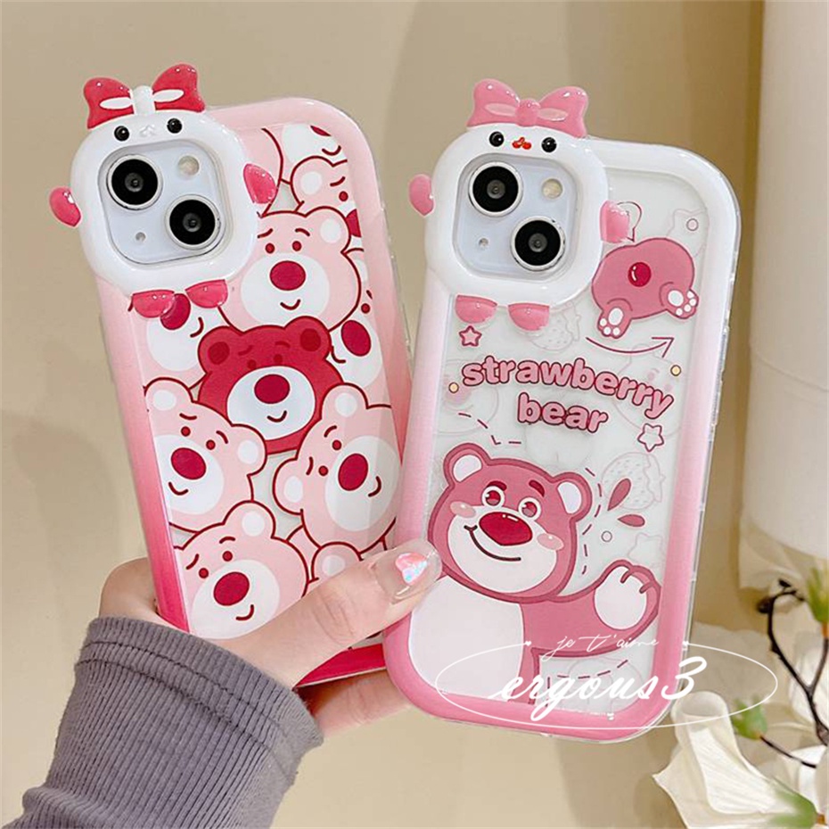 Vỏ điện thoại mang dâu Lotso dễ thương cho Vivo Y12s Y12A Y20 Y20S Y20i Y21 Y21s Y33s Y02s Y16 Y19 Y15A Y15S Y1s Y91C Y91i Y35 T1X Y17 Y15 Y12 Y22 Y22S Y02 V23e V25 V23 V20Pro Y33T Y50 Y30i S1 Y20G Y30G