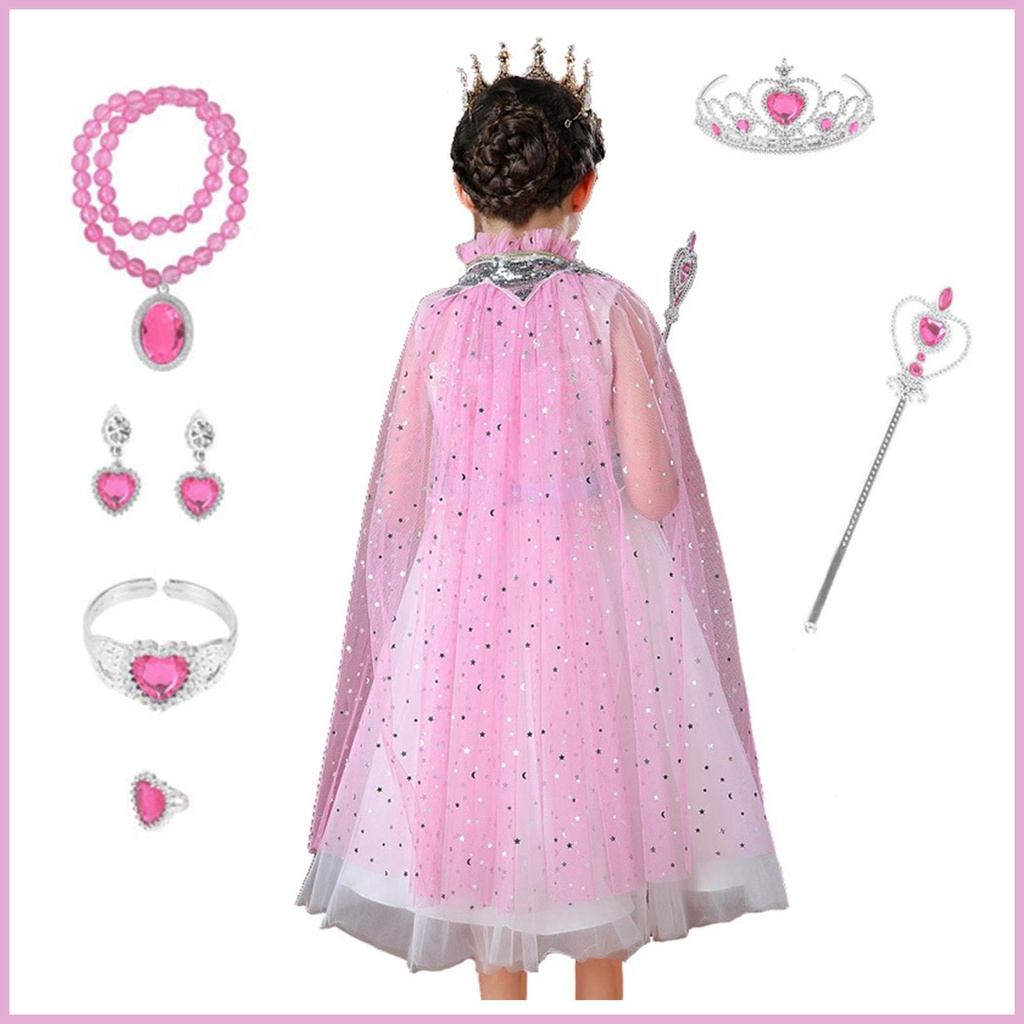 Áo Choàng Hóa Trang Công Chúa Disney Màu Hồng/Xanh Lam