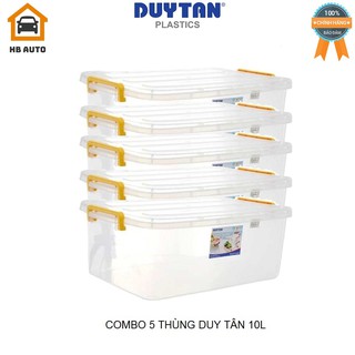 Combo 5 Thùng Nhựa Duy Tân Trong Suốt 10 Lít (41.2 x 27.2 x 14.5 cm) No.H115