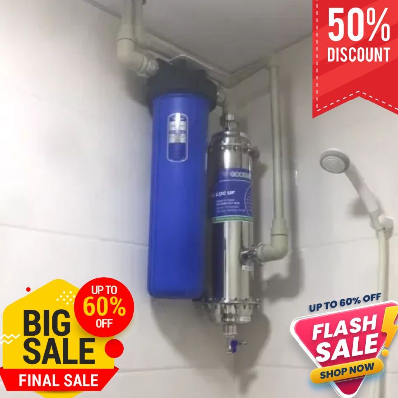 Bộ thiết bị lọc nước UF1200l/h hãng Yirui Đài Loan + lọc thô PP 20", lọc tổng đầu nguồn, nước giếng khoan, nước chung cư