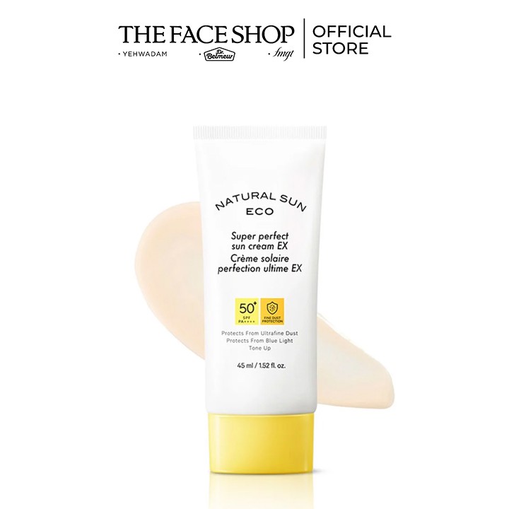 Kem Chống Nắng Chống Bụi Mịn Ánh Sáng Xanh THEFACESHOP NATURAL SUN ECO SUPER PERFECT SUN CREAM EX SPF50+ PA++++ 45ml/75m