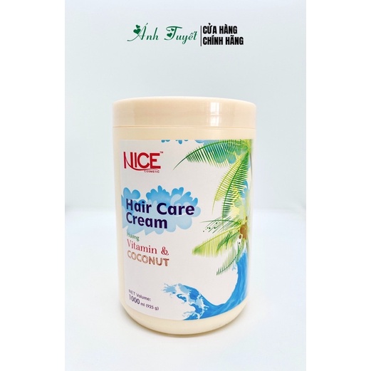 Hấp dầu (kem ủ tóc) mềm mượt, phục hồi khô xơ, hư tổn Vitamin &amp; Coconut (Hương Dừa) NICE Hair Care Cream 1000ml