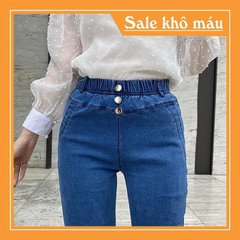 Quần Jean Nữ 3 Cúc Cạp Chun Dáng Baggy, Không Bai Không Nhăn Không Xù, Co Giãn 4 Chiều Luxy V193 !