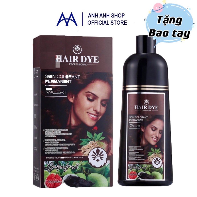 ✅CHÍNH HÃNG - DẦU GỘI ĐEN/NÂU TÓC HAIRDYE GRAPE FRUITE 500ML